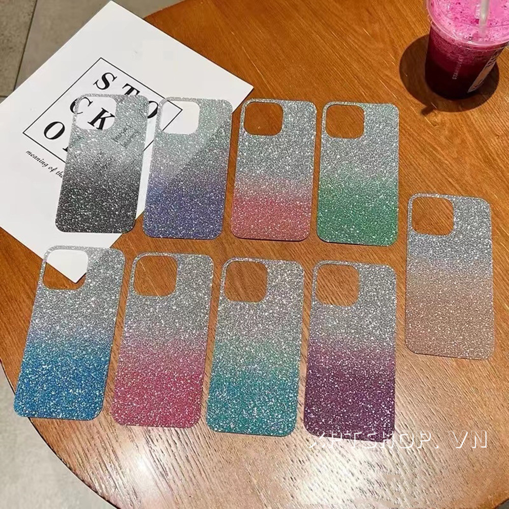 Gradient Glitter กระดาษกระดาษแข็งเงา Jam สําหรับ iPhone 16ProMax 16Pro 16Plus 15 14 13 12 11 Pro Max กลับกระดาษ Jam