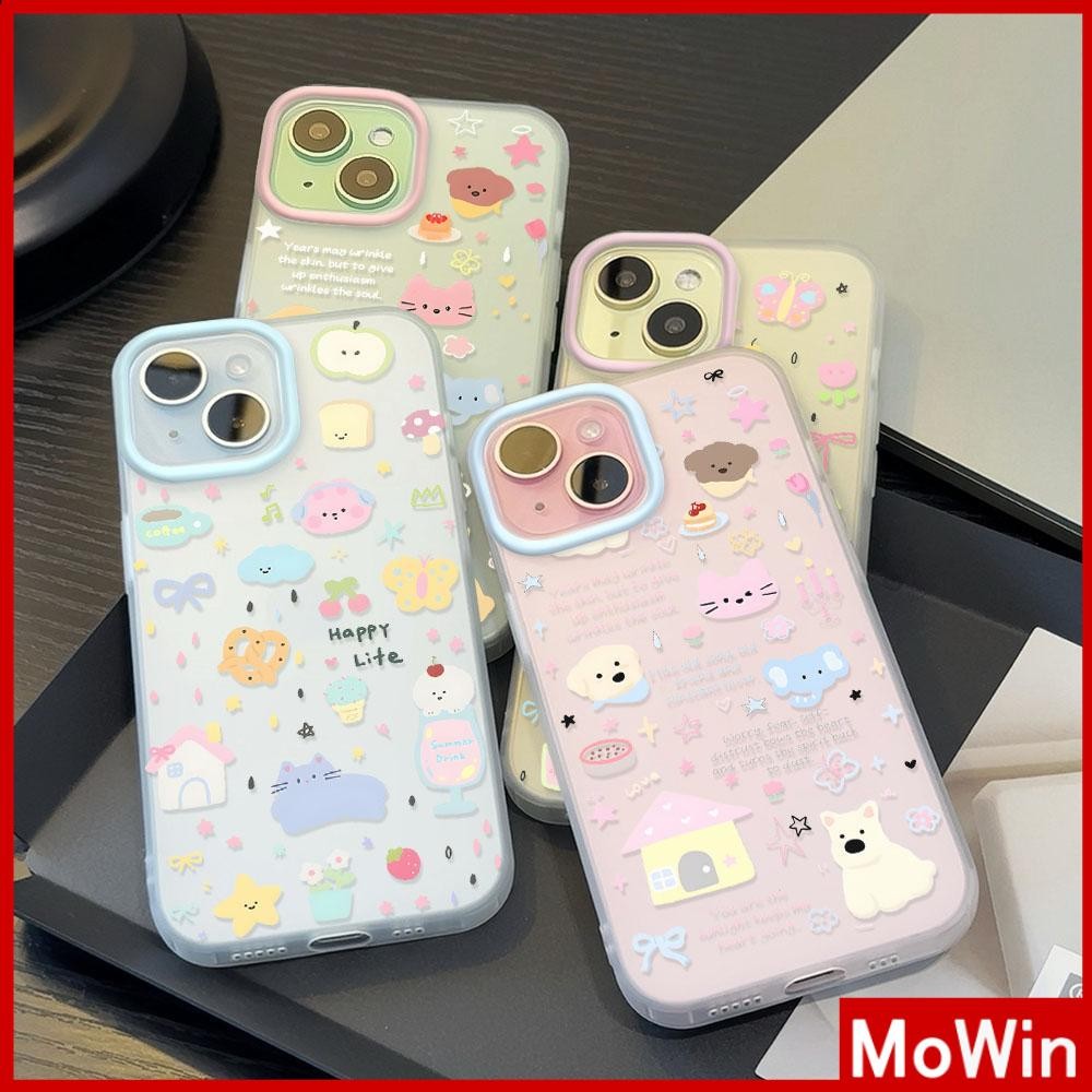 Movin - เคสใส iPhone16 11 Pro Max iPhone เคส TPU นิ่มป้องกันรอยนิ้วมือแบบด้าน ลูกสุนัขเพลิดเพลินกับทิวทัศน์ Compatible With iPhone15 13 12 Pro max XS XR 7 8 Plus