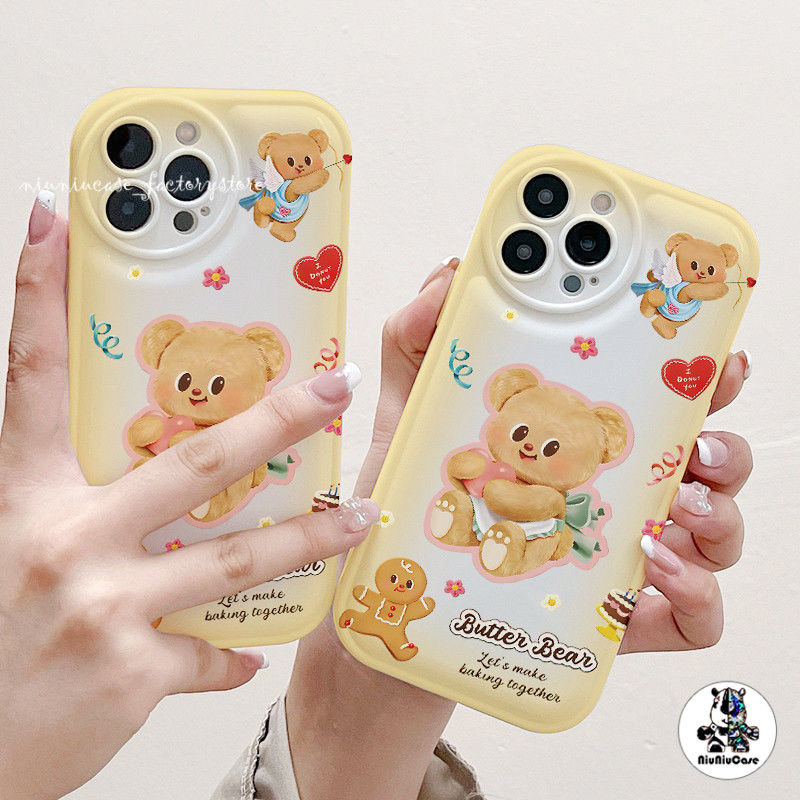 เคสไอโฟนสวยๆ ซิลิโคนนุ่ม สําหรับ iPhone 7 8 11 12 13 14 Pro Max X XR XS Max Plus 7P เคสโทรศัพท์มือถือ Cute Bear Pattern