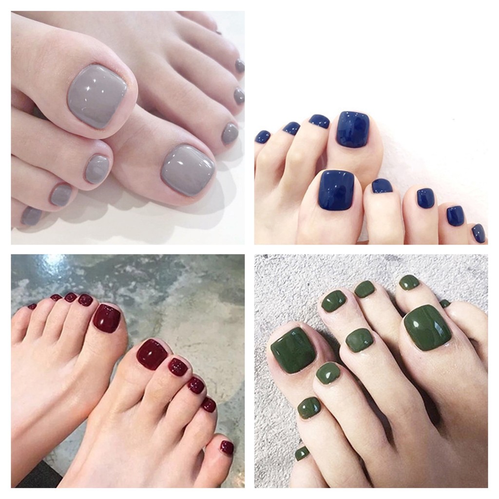 [เท้า] เล็บปลอม [มีกาว] 24 ชิ้น / กล่อง เล็บเท้า แพทช์ เคลือบเงา ผลิตภัณฑ์สําเร็จรูป เล็บปลอม สามารถใช้ซ้ําได้