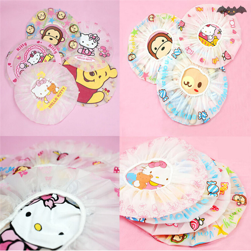 [PE] การ์ตูนหมวกอาบน้ํากันน้ําหมวกผู้หญิงกันน้ํายืดหยุ่นลูกไม้หมวกอาบน้ํา TH