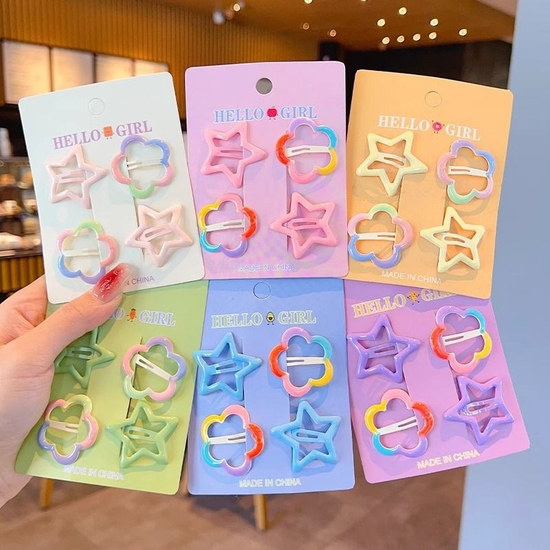 8ชิ้นดาวกิ๊บเด็กน่ารักคลิปด้านข้าง ชม. หูฟัง สาวเด็กห้าดาวอุปกรณ์ผม