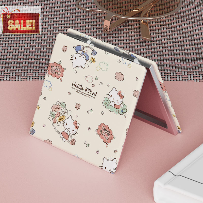 Bl Hello Kitty Mini กระจกแต่งหน้าแบบพกพาน่ารัก Saniro Kt Cat สองด้านพับกระจกแต่งหน้าสําหรับผู้หญิงสาวของขวัญแต่งหน้ากระจก A