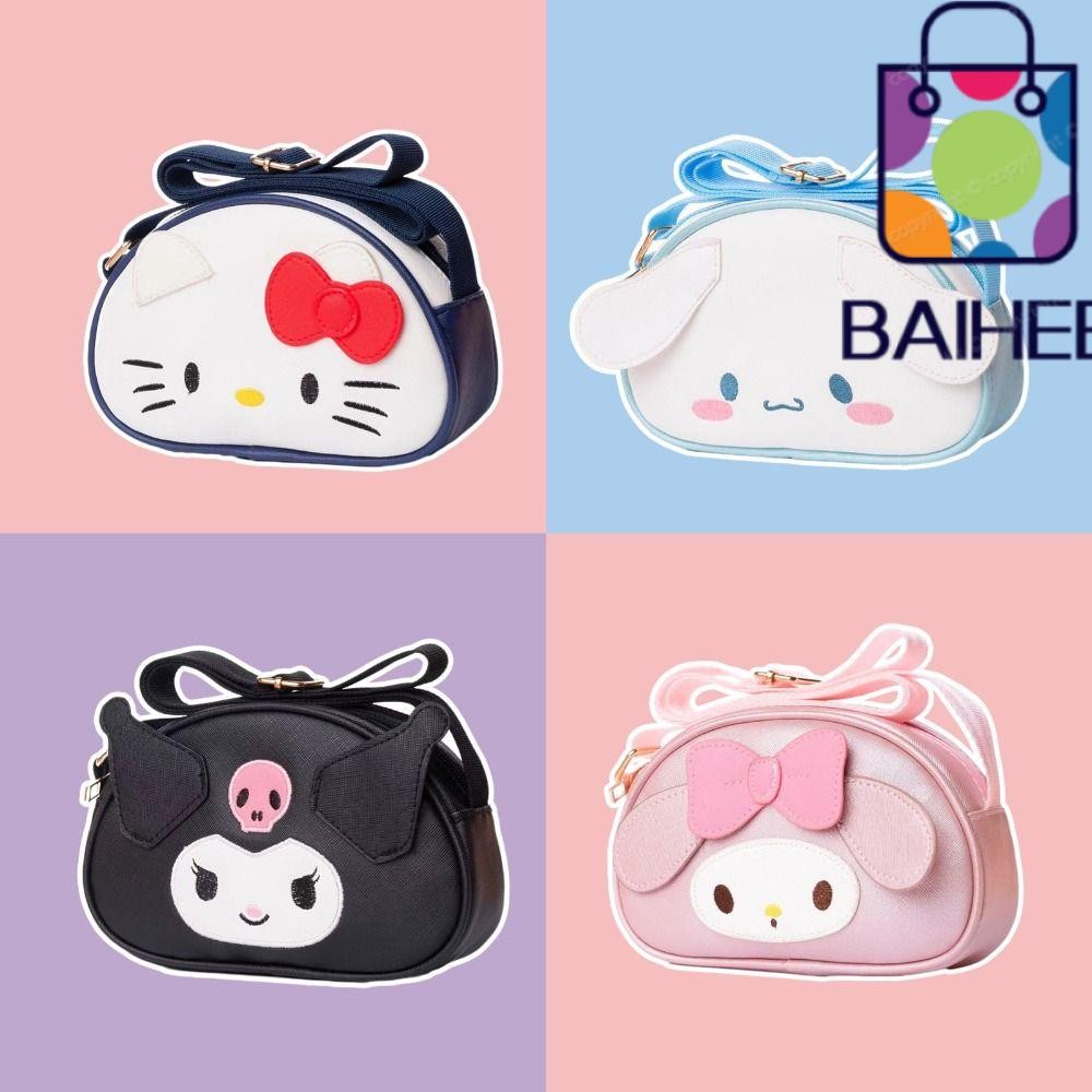 Baihee กระเป๋าเครื่องสําอาง, กระเป๋าสะพายข้างหนัง PU ลายการ์ตูน, กระเป๋าสะพาย KT Melody Kuromi