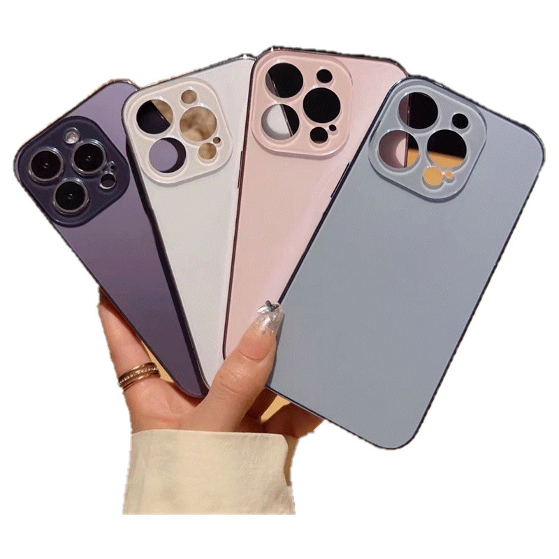 หรูหราelectroplating Frosted GlassสําหรับIPhone 16 Pro Max 15 12 11 13 14 Pro Max 14Plus 16Plus PC Cover