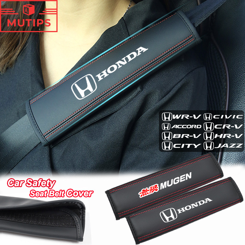 2 ชิ้น/เซ็ต Honda รภัยรถยามไหล่ ปลอกหุ้มเข็มขัดนิรภัย เครื่องหนังสายคล้องไหล่ แผ่นรองไหล่ Mugen civic 11th gen fd fc eg fk HRV Jazz City Mugen Fit Vezel Accord BRV WRV Stream