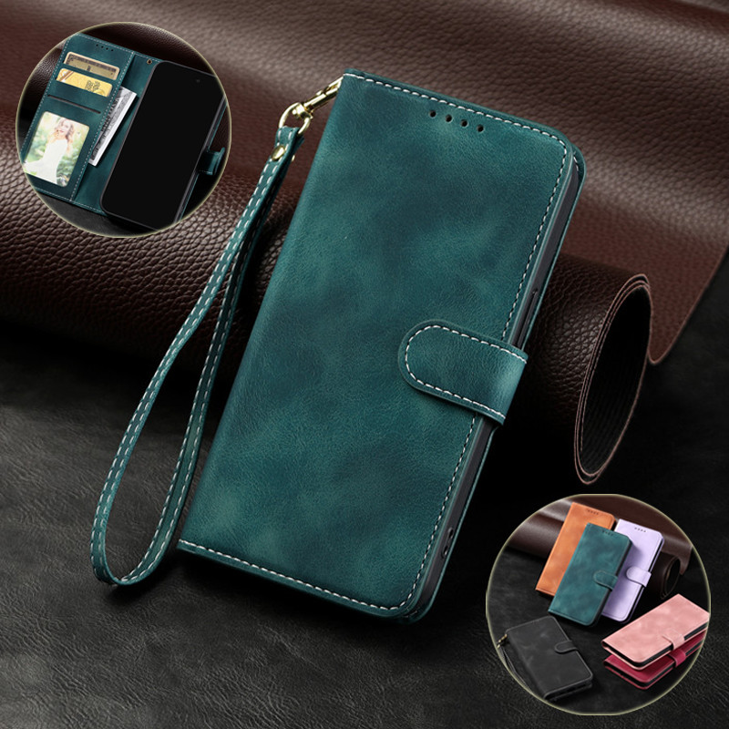 Flip Casing สําหรับ OPPO RealmeC31C35 Reno 10 11 12 Pro 12F 5G Matte TPU Leather Case Card Slot Lany