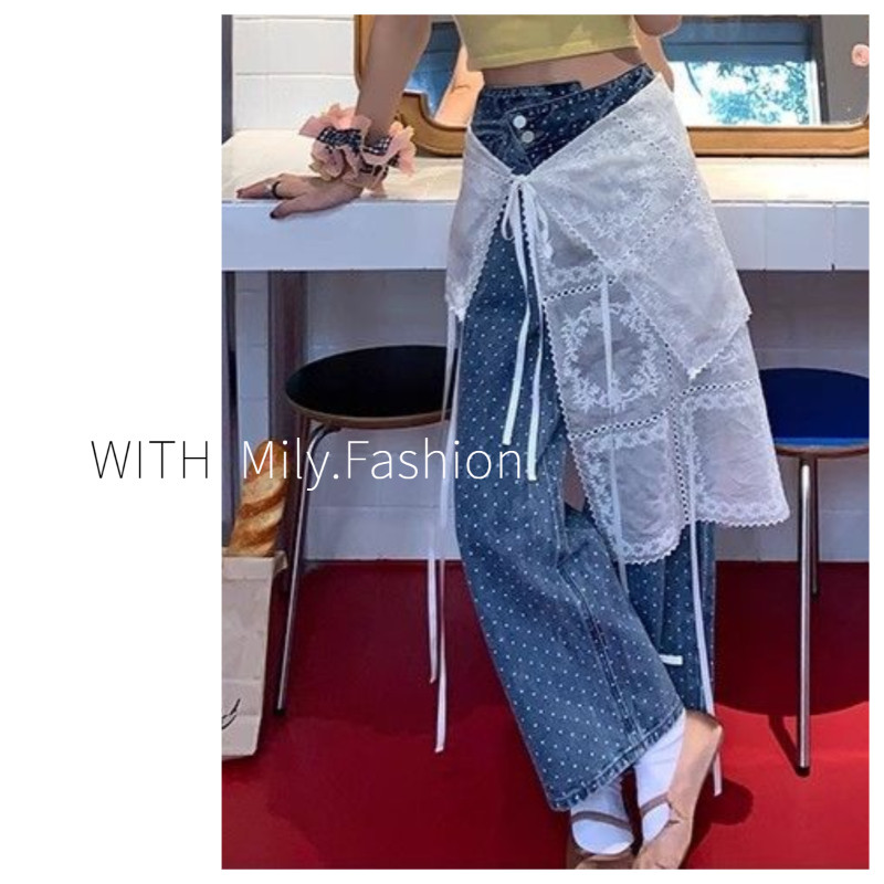 Milyfashion กับมัลติฟังก์ชั่นซ้อนกันลูกไม้กลวงปักลายผิดปกติผ้ากันเปื้อน