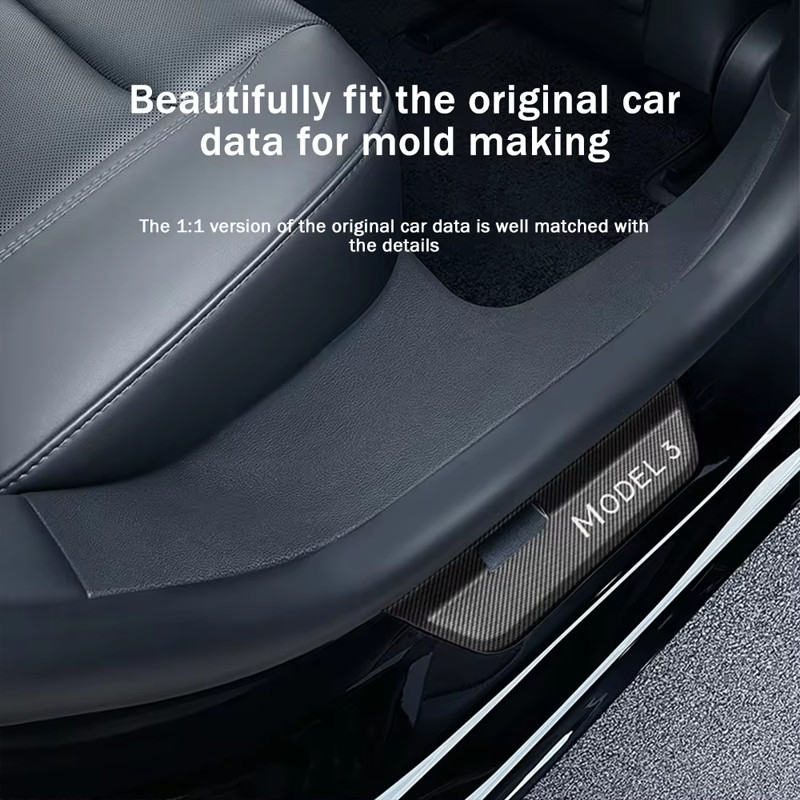 【การจัดส่งที่รวดเร็ว】สำหรับ Tesla Model 3 Highland 2024 ด้านหน้าด้านหลังประตูSill Wrap Cover Anti ScratchสแตนเลสสตีลประตูSill Stripแผ่นอุปกรณ์เสริม - รูปที่ 3