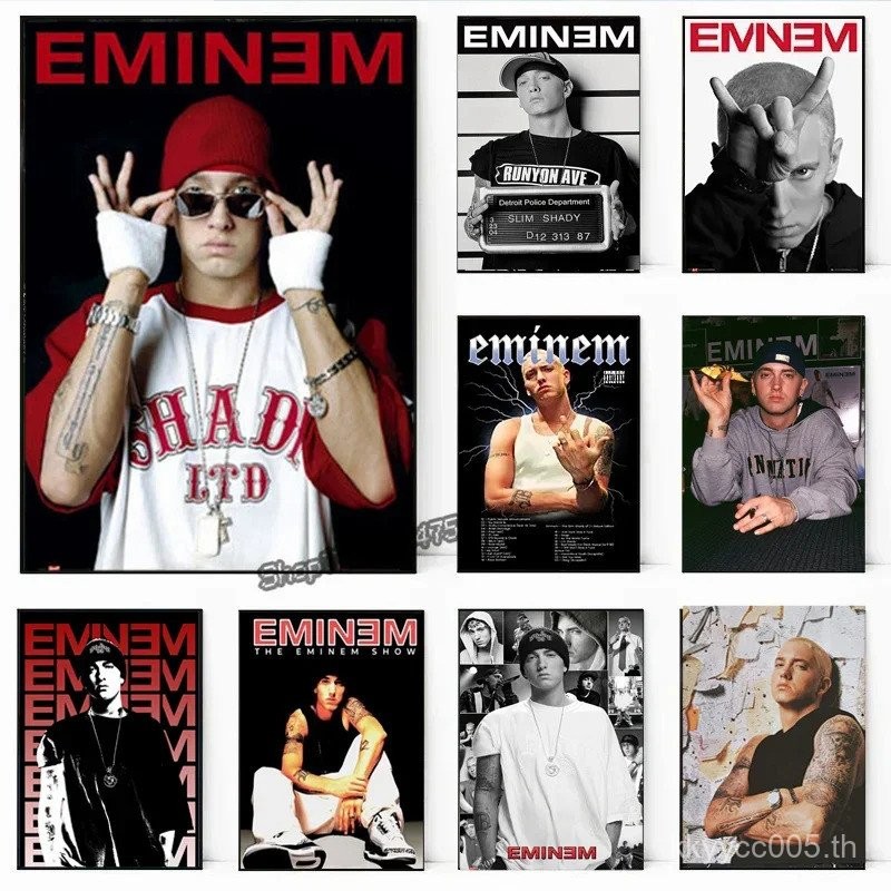 Eminem ผ้าใบผนังศิลปะแร็พไอคอนเพลงดาวโปสเตอร์ห้องนอนตกแต่งบ้านพิมพ์ qylh