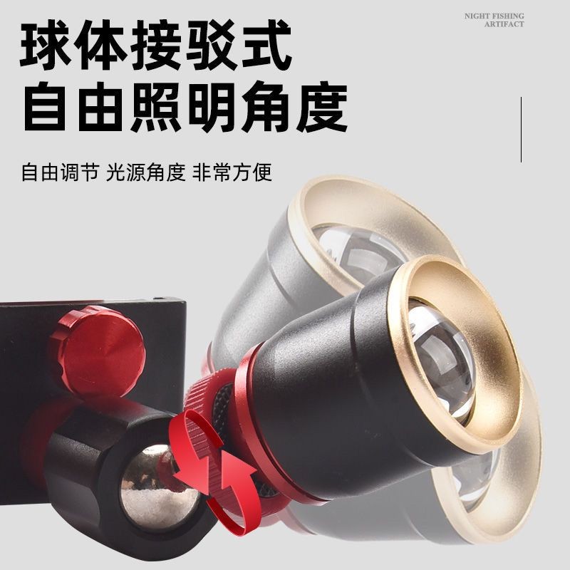 ไฟตกปลา ไฟตกปลากลางคืนเลเซอร์สว่างสุดแสงที่แข็งแกร่งปรับโฟกัสเลเซอร์แคนนอนกล่องตกปลาทุ่มเทตกปลาป่า ยูเอสบี ไฟสีฟ้าผู้ถือโคมไฟ - รูปที่ 5