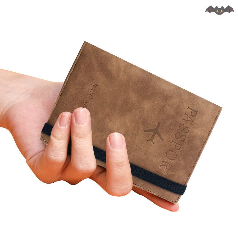 [PE] ผู้หญิงผู้ชาย RFID Vintage Business Passport Covers Holder Multi-Function ID Bank Card PU Leather Wallet Case Travel Accessories TH