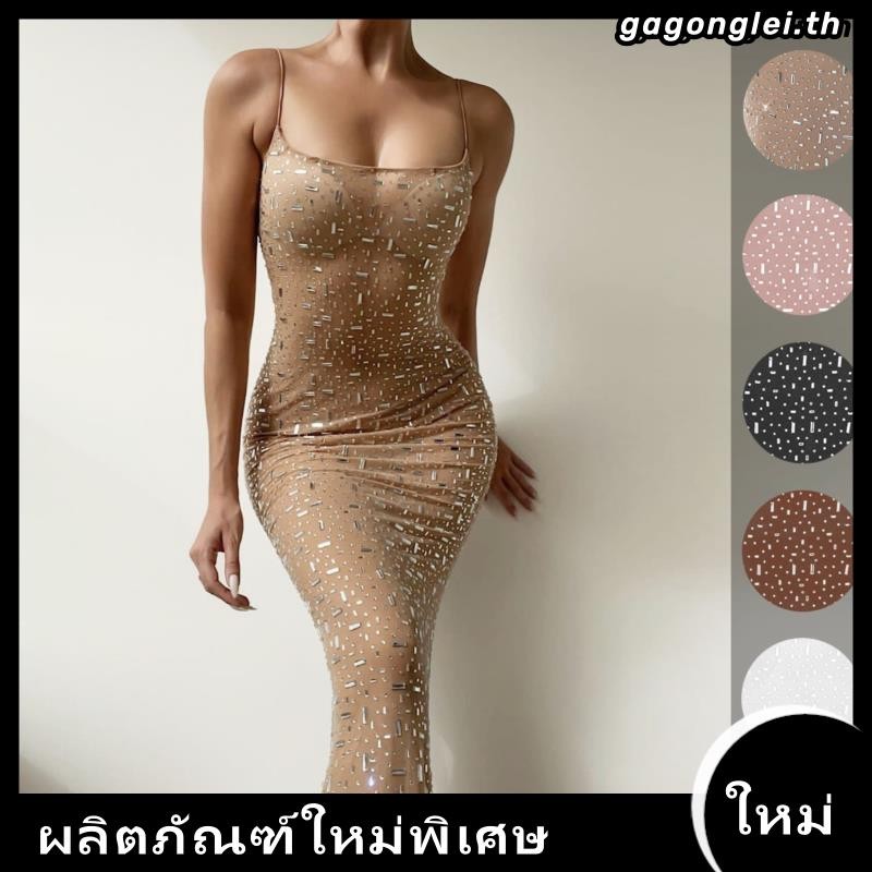 Dunea ชุดเดรสสั้น ซีทรู แต่งกลิตเตอร์ เซ็กซี่ สําหรับผู้หญิง