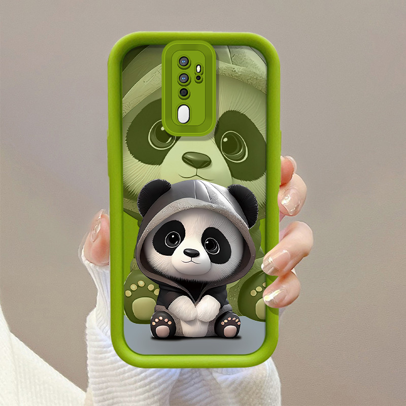 น่ารักhooded PandaสําหรับOPPO A12 A12S A11K A15 A15S A16 A16S A17 A17K A18 A38 A1K A3S A31 A5 2020 A12E A5 A9S A52 A52 A54 A72 เคสโทรศัพท์แฟชั่นฤดูใบไม้ร่วงน่ารัก