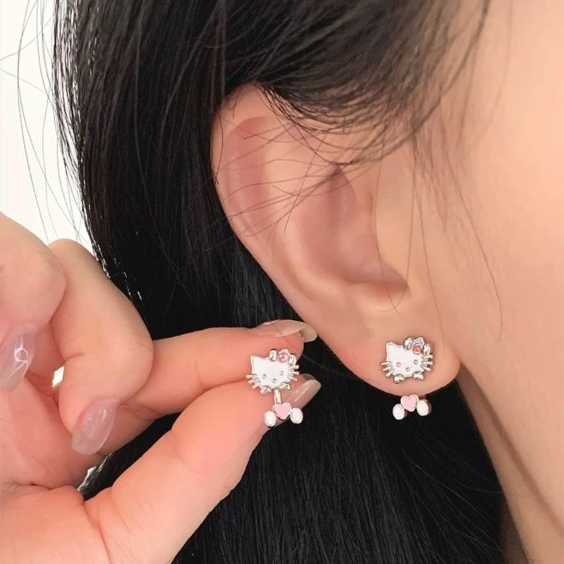 ใหม่สําหรับปี 2025สองสวมใส่ KT!Ringring Store ต่างหูหญิงการ์ตูนลูกแมวต่างหูที่ไม่ซ้ํากันหวานน่ารักต่างหูกลับแขวนสไตล์20240918