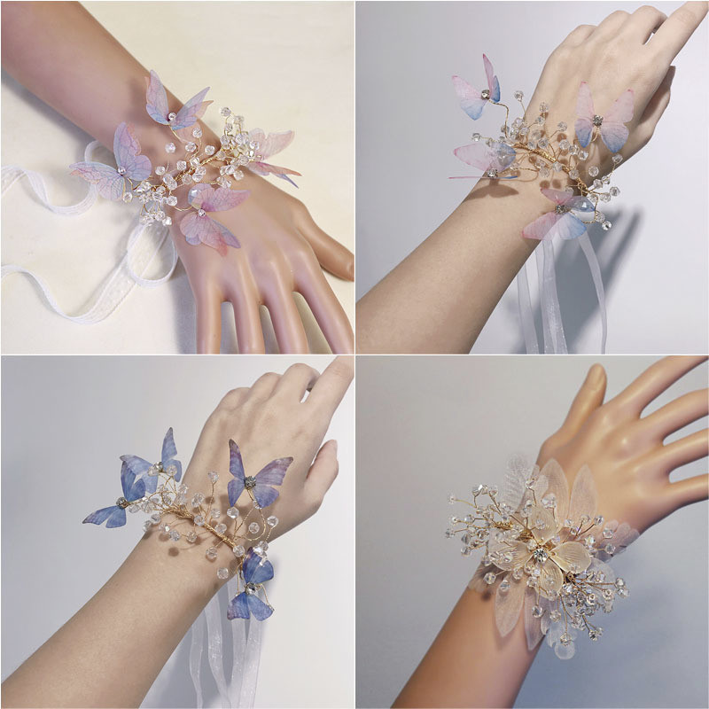 สร้อยข้อมือข้อมือดอกไม้สไตล์ซูเปอร์นางฟ้า สําหรับเจ้าสาว เพื่อนเจ้าสาว กลุ่มเพื่อน ชุดแต่งงาน