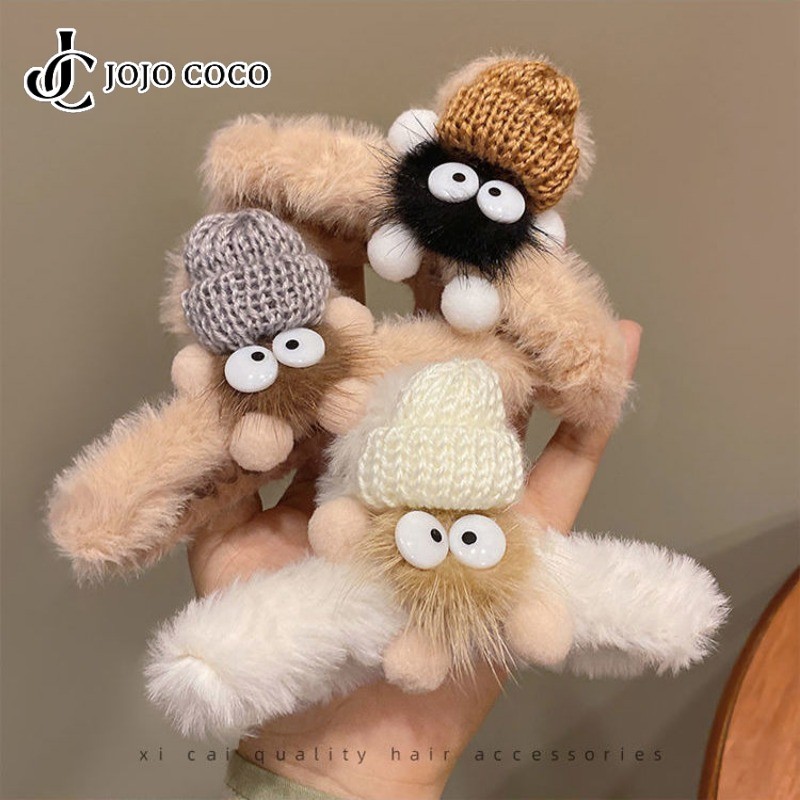 Jojo COCO Mink Fur ขนาดเล็ก Briquettes Plush Shark คลิปผู้หญิงใหม่ฤดูใบไม้ร่วงฤดูหนาวอุปกรณ์เสริมผมน่ารัก