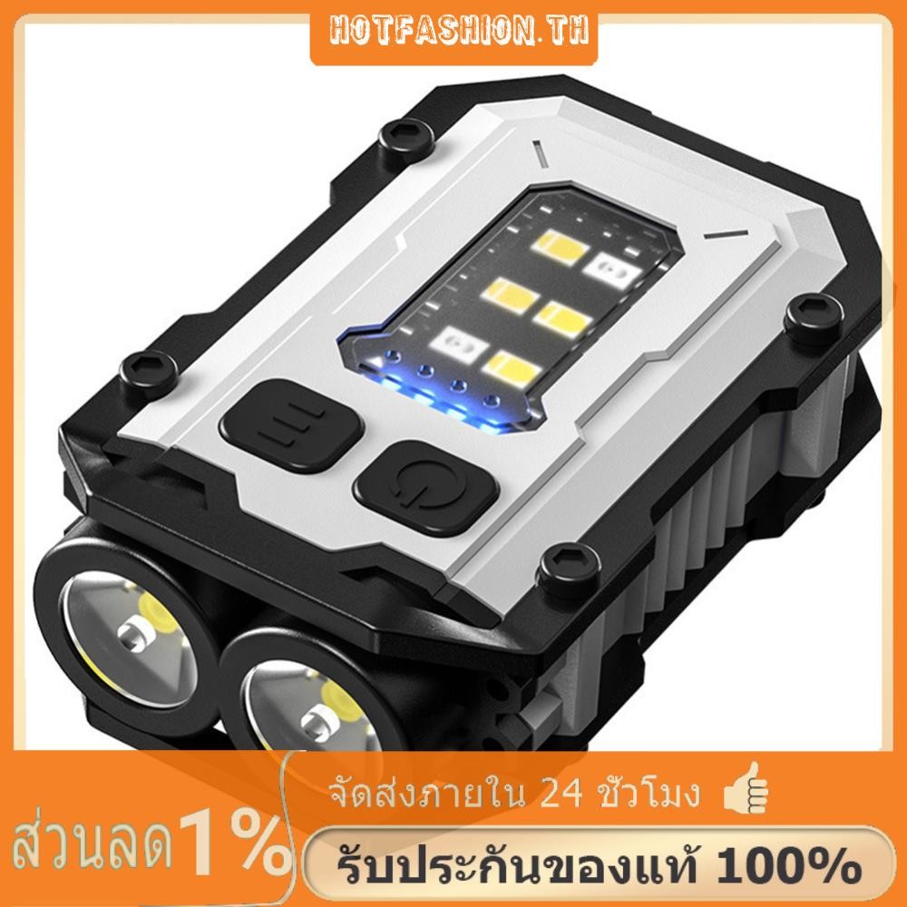 ไฟฉายพวงกุญแจขนาดเล็ก ยูเอสบี ชาร์จ นํา หมวกคลิปโคมไฟสําหรับตั้งแคมป์ (สีขาว)