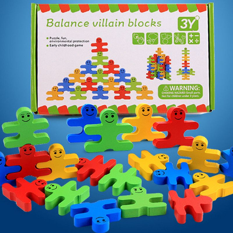 ไม้ Balance Villain Blocks ของเล่น Montessori สําหรับเด็กวัยหัดเดิน,การศึกษาซ้อนของเล่นสําหรับทักษะมอเตอร์ Fine-Sorting & Matching ราคา ถูกที่สุด ดีลบีเคเค