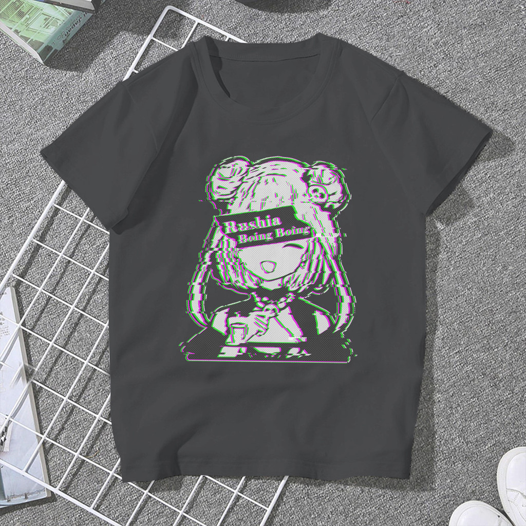 Rushia Boing Boing เสื้อผ้าผู้หญิง Hololive VTuber ผู้ชาย Tshirts Vintage ทางเลือกเสื้อหลวม Tee Kawa