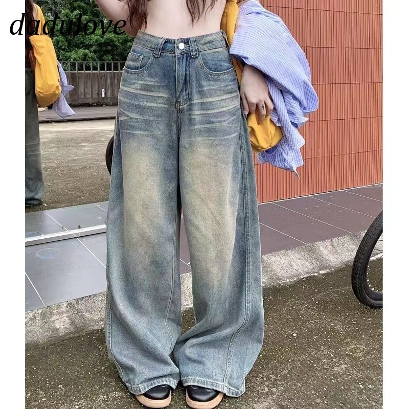 DaDulove New American Ins High Street Retro Jeans Niche High Waist Loose Wide Leg Pants Large Size Trousers