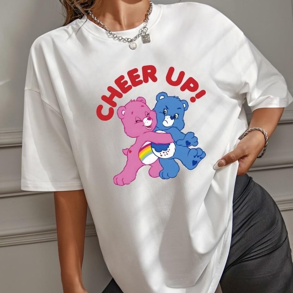 เสื้อยืดสกรีนลาย CHEER UP! การ์ตูน ผู้ชาย-ผู้หญิง ใส่ได้ ES145 Tshirt