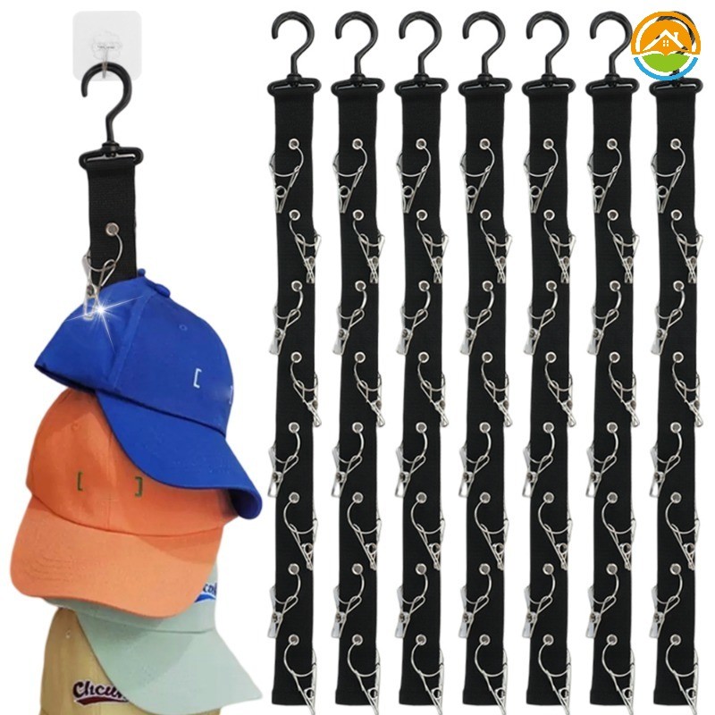 สายรัดไนลอน Cap Rack Storage Rack Wiht Hook สําหรับเบสบอลหมวก / Over Door Closet Organizer หมวกคอลเลกชันจอแสดงผล