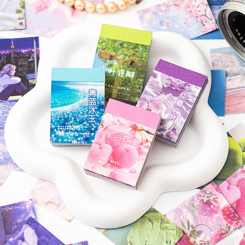 50แผ่นสี่ฤดูกาลทิวทัศน์ชุดสติกเกอร์หนังสือ,กระเป๋ามินิ ง เอแคลส์ หนังสือที่สวยงามภูมิทัศน์สติกเกอร์หนังสือเล่มเล็กสําหรับวารสารสมุดตกแต่งงานฝีมือ ทําเอง
