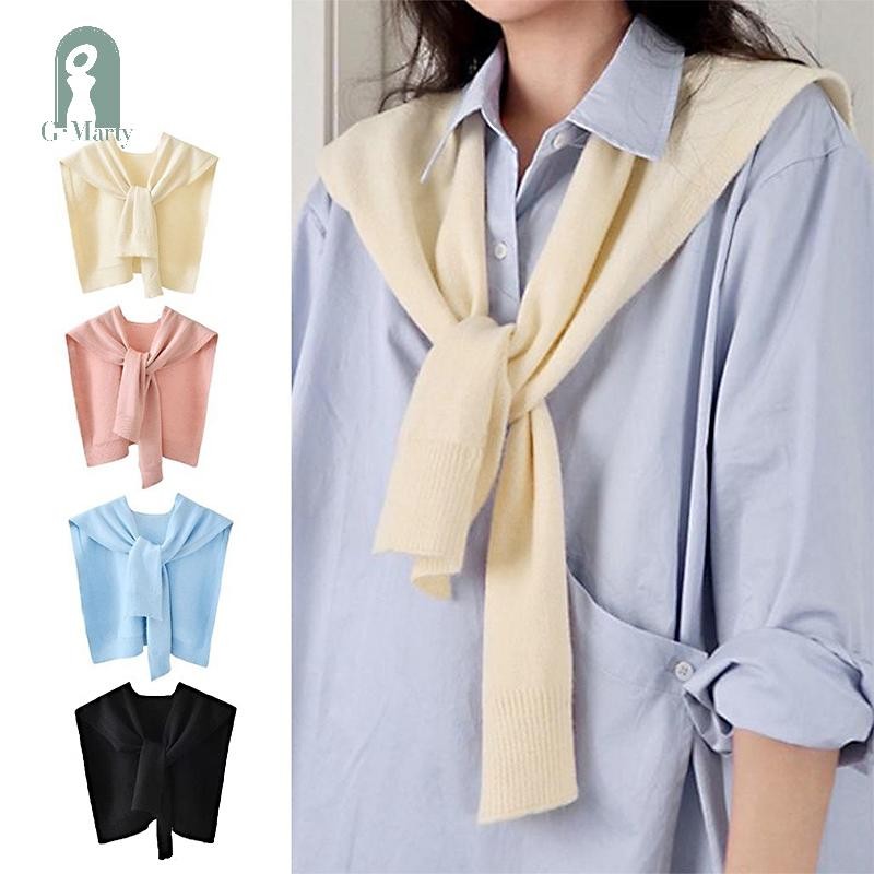 Gmarty แฟชั่นถักผ้าคลุมไหล่ผู้หญิง S สีทึบไหล่ Lap บางคาร์ดิแกน Tie ผ้าพันคอ KL