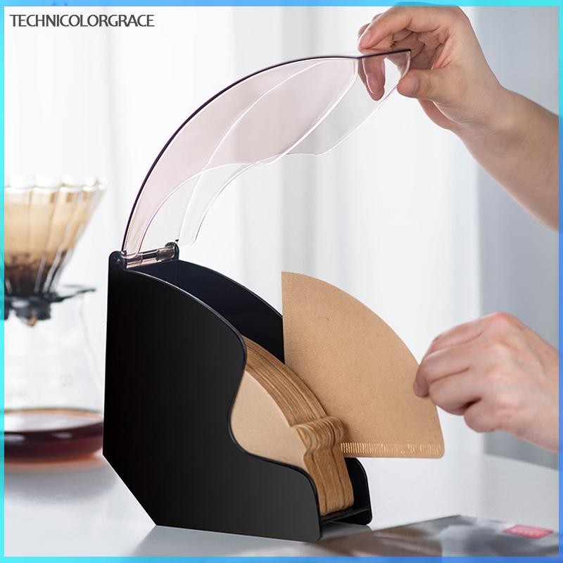 Technicolorgrace Hand หยดกาแฟกรองผู้ถือกระดาษ Rack ฝาครอบอะคริลิค Dispenser Storage Barista เครื่องมือสําหรับเครื่องครัว TCE