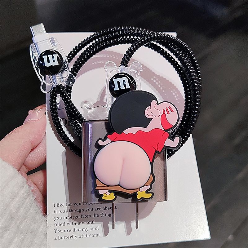 การ์ตูนเครยอนชินจัง DIY 18w/20w Charger Protector ชุด Charger Case Cable Protector สําหรับ iPhone11 12 13 14pro max