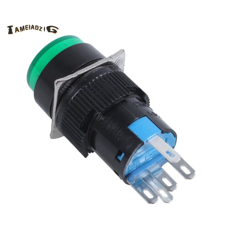 ⭐Ac 250V 5A SPDT 1NO 1NC 5 Pins Latching สีเขียวปุ่มสวิทช์ w 220V หลอดไฟ LED