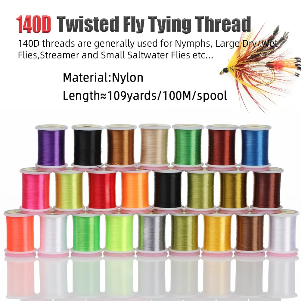 140d Twisted Fly Tying Threads ไนลอนไหมขัดฟันสาย Fly Tying วัสดุสําหรับ Nymphs Streamer ปลาเทราท์ Fly Fishing Tackle
