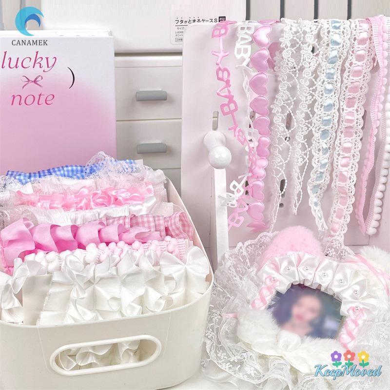 Keepmoved 1M แถบลูกไม้ DIY บ้านลูกไม้ตกแต่ง Handmade วัสดุการ์ดตกแต่งน่ารักหวานลายสก๊อตลูกไม้แถบ DIY อุปกรณ์เย็บผ้าใหม่
