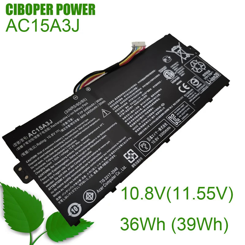 CP Genuine Laptop Battery AC15A3J AC15A8J 36(39)Wh For Chromebook 11 C735 C738T CB3-131-C1CA R11 CB5