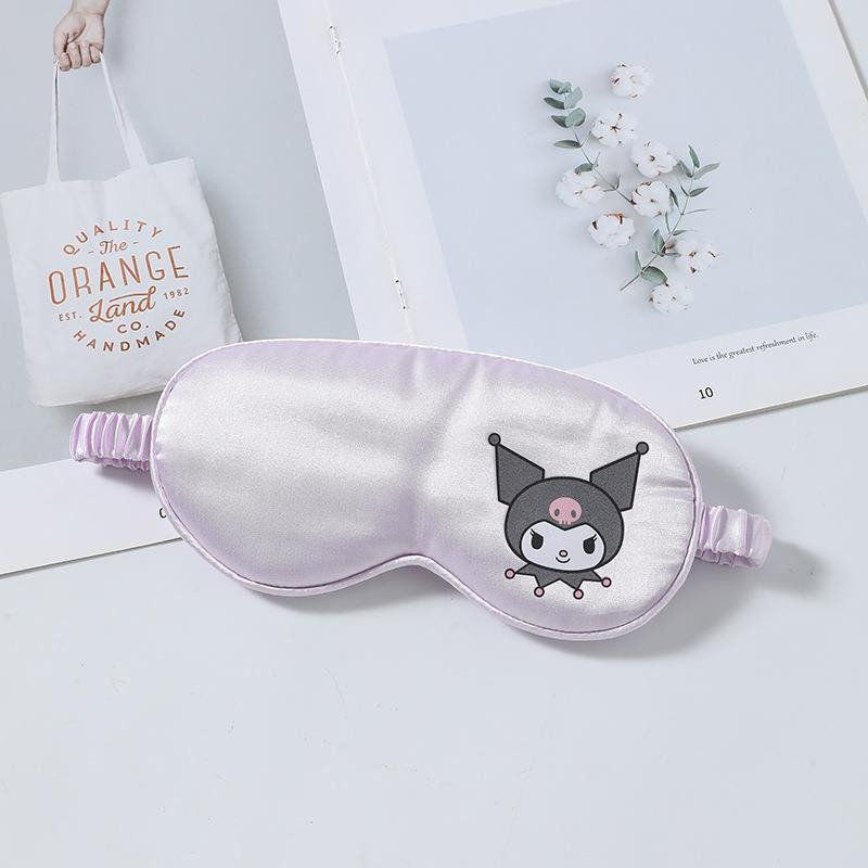 Kuromi Sleeping Eye Mask Melody CinnamorolI Kawaii การ์ตูน Lmitated Silk Eye Patch แรเงา Sleep ผ่อนคลายฝาครอบ Eyeshade - รูปที่ 5