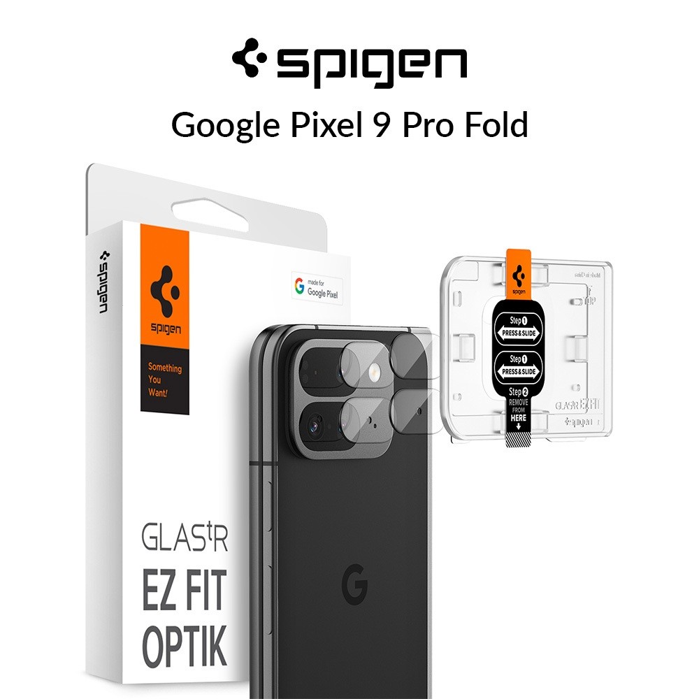 [2 แพ็ค] Spigen Google Pixel 9 Pro ตัวป้องกันเลนส์พับ EZ Fit Optik Pro ตัวป้องกันเลนส์กล้องกระจกนิรภ