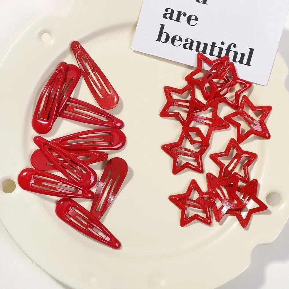 20pcsy2k สีแดง Lucky Festive ดาว BB กิ๊บติดผม Waterdrop-รูป Barrettes สาวหวาน Cool Pentagram Hairpin