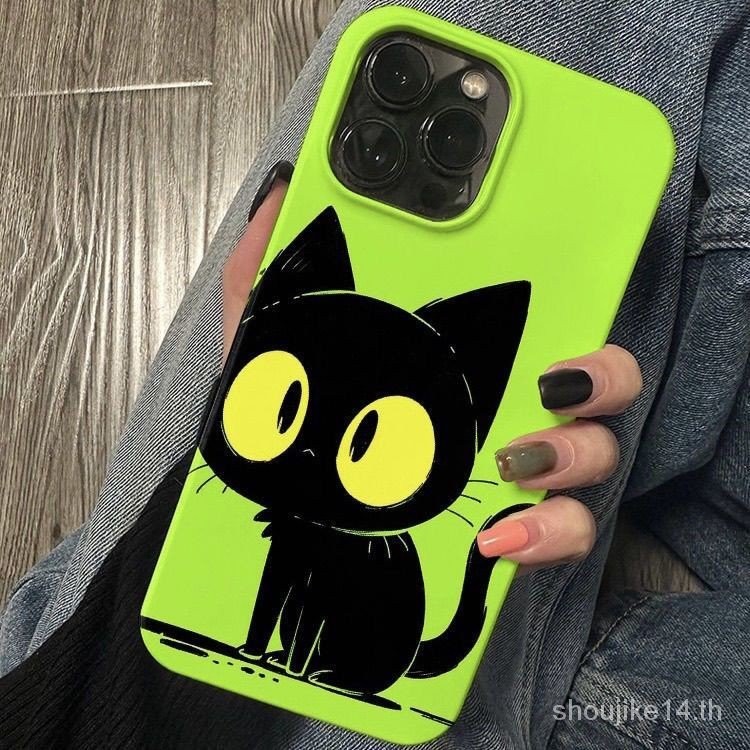 แมวดำตาเหลืองเหมาะสำหรับ15แอปเปิ้ล14PROMAX เคสโทรศัพท์ iphone13บุคลิกภาพ12pro รูใหญ่วุ้น11