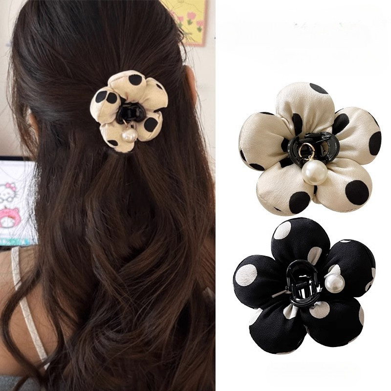 2024 สไตล์ใหม่ดอกไม้พัฟคว้าคลิปครึ่งผูกกิ๊บติดผม