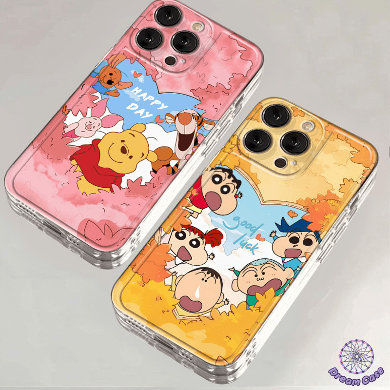 การ์ตูนสีเทียนชินชานวินนี่น่ารักเคสสำหรับ Samsung A05s A05 A14 A24 A54 A15 A34 A03 A13 A02s A06 A32 A25 A50 A55 A52