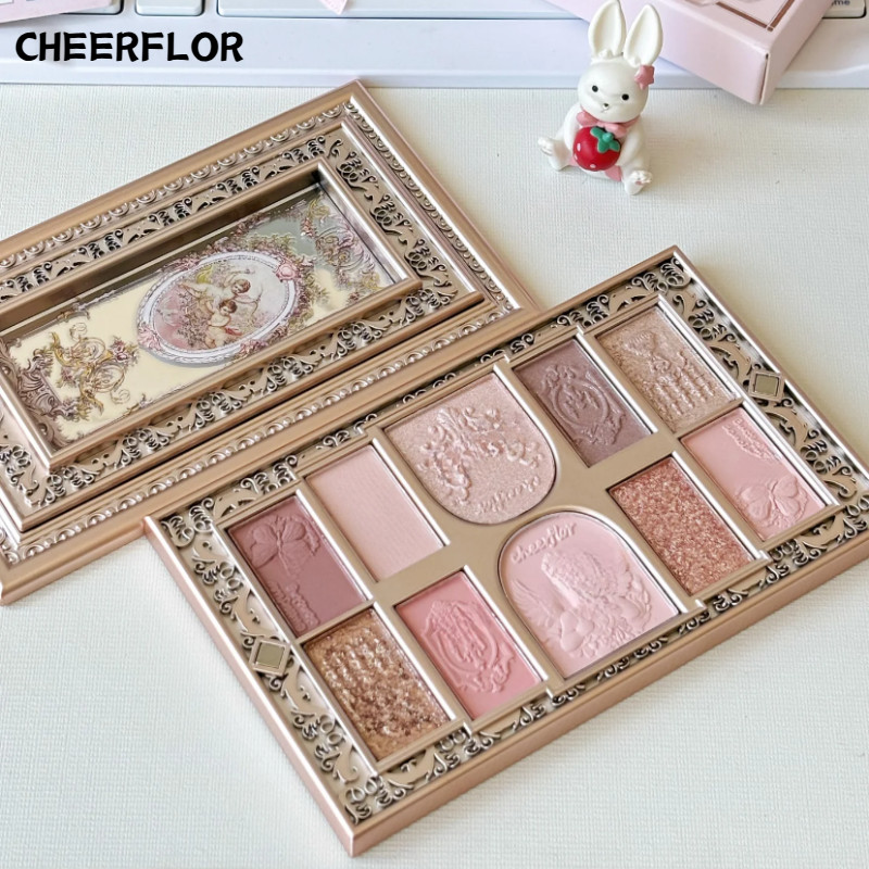 Cheerflor พาเลทอายแชโดว์ลายนูน Fine Shimmering Earth Tones ไม่มีฝุ่นสําหรับใช้ในชีวิตประจําวัน
