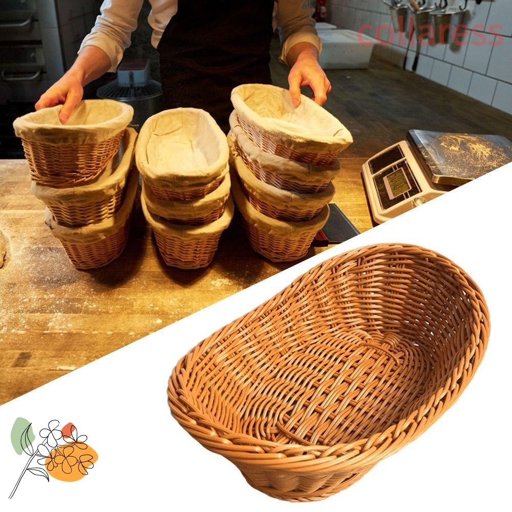 ปกเสื้อ ตะกร้าเก็บห้องครัวของตกแต่งบ้านเลียนแบบหวายถาดขนมปังของขวัญสีน้ําตาลจิปาถะออแกไนเซอร์กล่ององค์กรรูปไข่