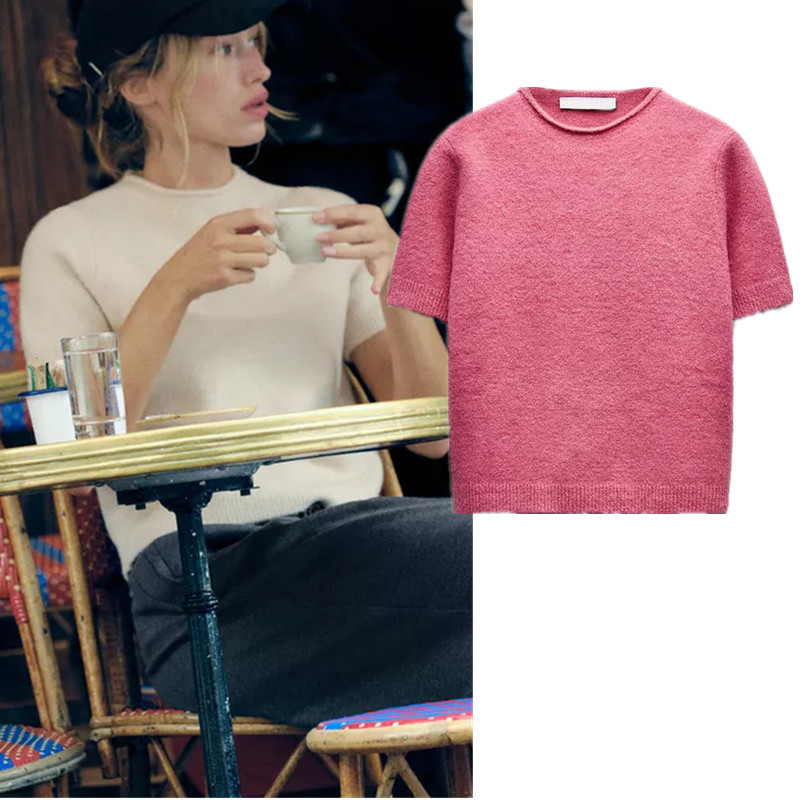 เสื้อสเวตเตอร์คอกลมแขนสั้น Zara 5536206