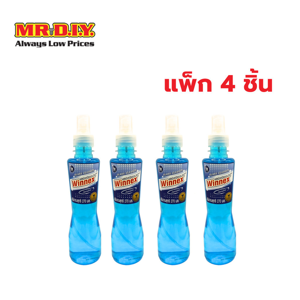 [แพ็ก 4 ชิ้น] WINNEX สเปรย์ทำความสะอาดกระจก 270 มล.