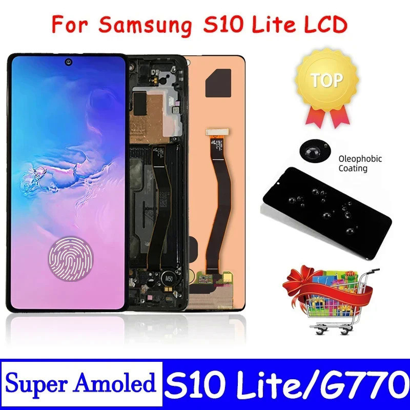 Super AMOLED สําหรับ Samsung S10 Lite G770F G770F/DS G770F/DSM G770U1 จอแสดงผล LCD หน้าจอสัมผัสสําหร