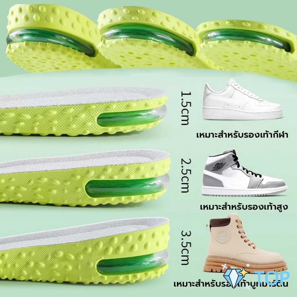 แผ่นเสริมส้นรองเท้า ระบายอากาศ เพิ่มส่วนสูง พื้นรองเท้าระบายอากาศ 1.5cm 2.5cm 3.5cm Heightened insole