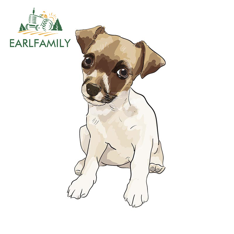 Earlfamily 13 ซม.x 7.2 ซม.สําหรับ Jack Russell Terrier สุนัขน่ารักการ์ตูน Decals ไวนิลรถสติกเกอร์แล็ปท็อปกันน้ําตกแต่ง