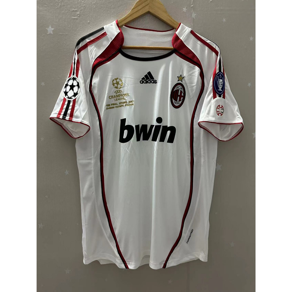 Retro AC Milan 2006/2007 Away White Football Jersey เสื้อฟุตบอลชายพร้อมพิมพ์ชื่อและหมายเลข | S-2XL |