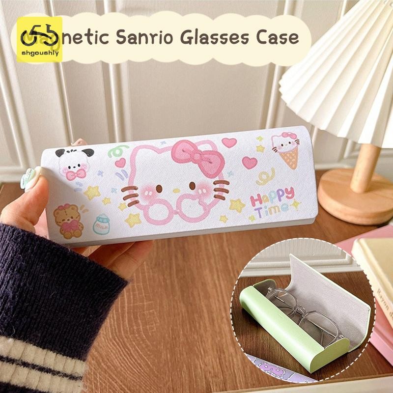 [Shgoushiy] Sanrio Hello Kitty Magnetic Glasses Case Kawaii Cinnamoroll Kuromi Pochacco Glasses Storage Box Travel Portable Girls TH